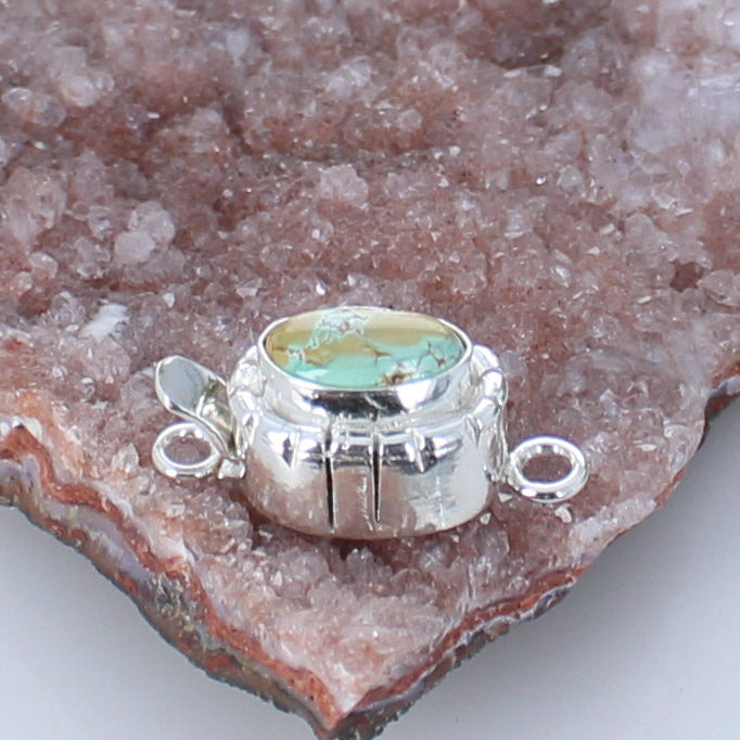 Turquoise Mountain Clasp Pale Blue Golden Matrix 13X10mm -NewWorldGems