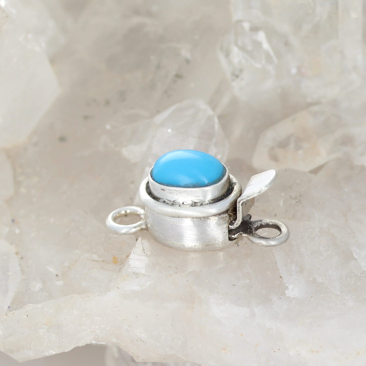AAA Sleeping Beauty Turquoise Clasp Sterling Southwest 6x8mm Cushion
