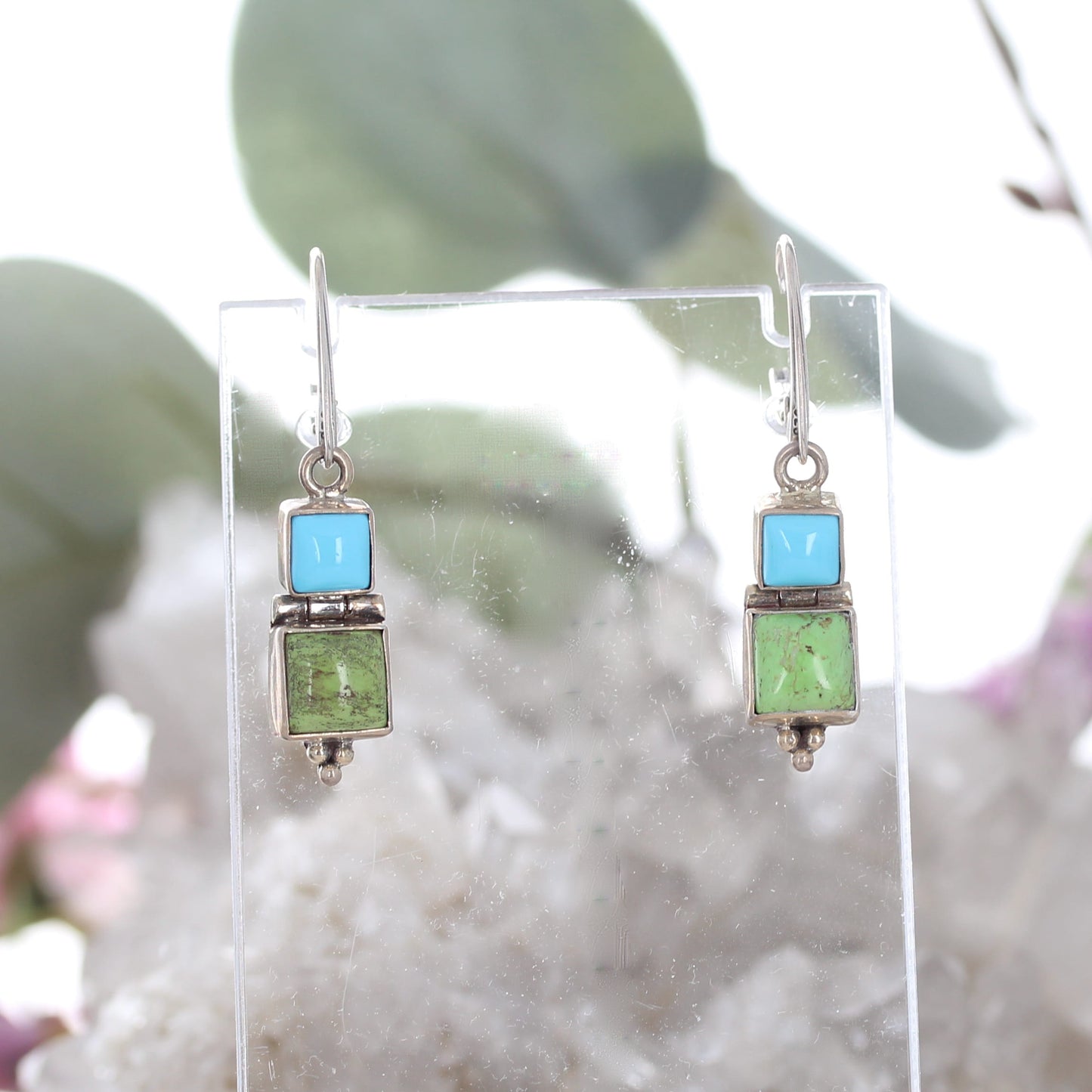 Sleeping Beauty TURQUOISE Earrings with Gaspeite Sterling