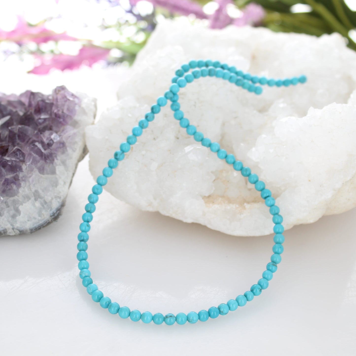 Bright Blue Chinese TURQUOISE BEADS Round 4mm