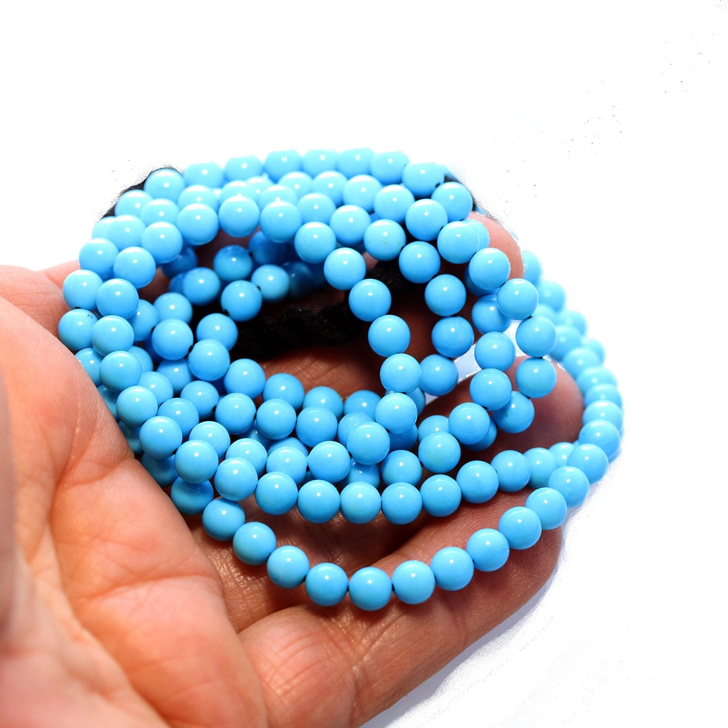 5 Star Sleeping Beauty Turquoise Beads Round 4.8-5mm 18" -NewWorldGems