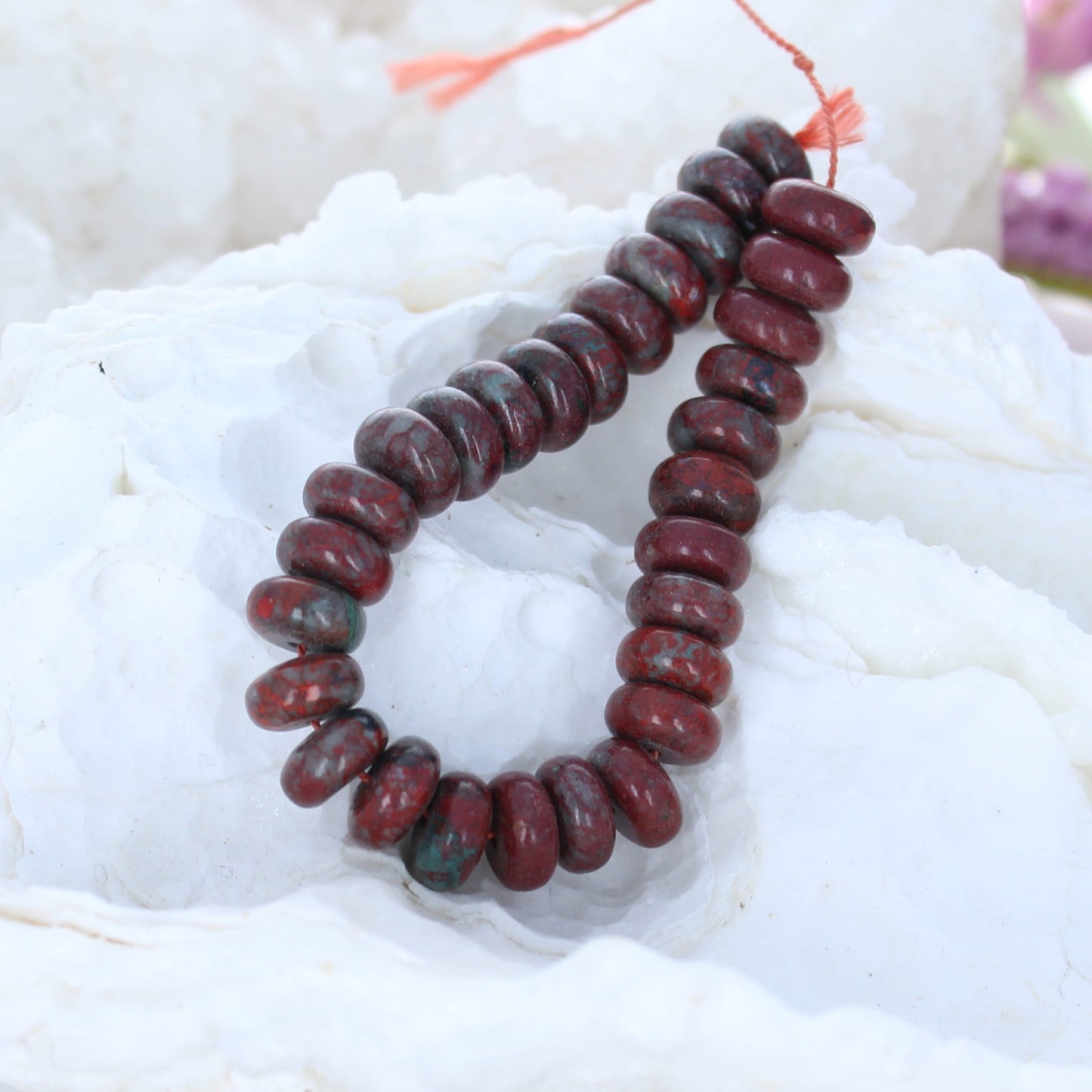 Sonoran Sunrise Cuprite Beads 8mm Rondelles Red Green 5" -NewWorldGems