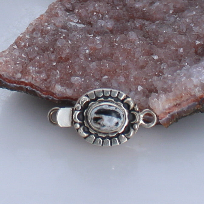 White Buffalo Clasp Sterling 8x10mm Moon Lotus Petals Sterling -NewWorldGems