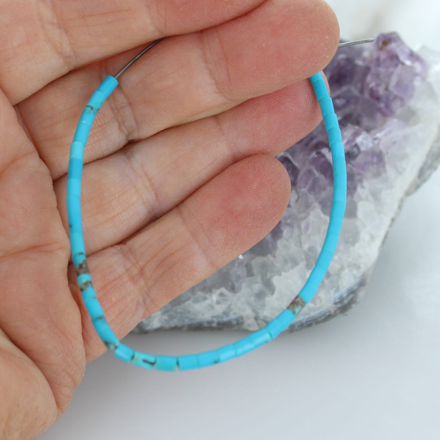 Genuine SLEEPING BEAUTY Turquoise Heshi Beads 2.8x4mm 5.75"