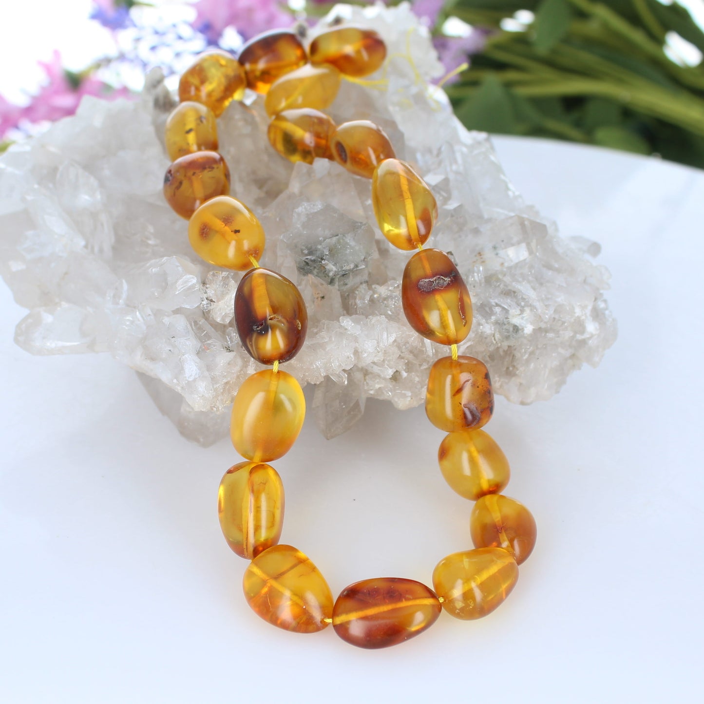 Amber Beads Potato Shape 14-21mm Honey 16"