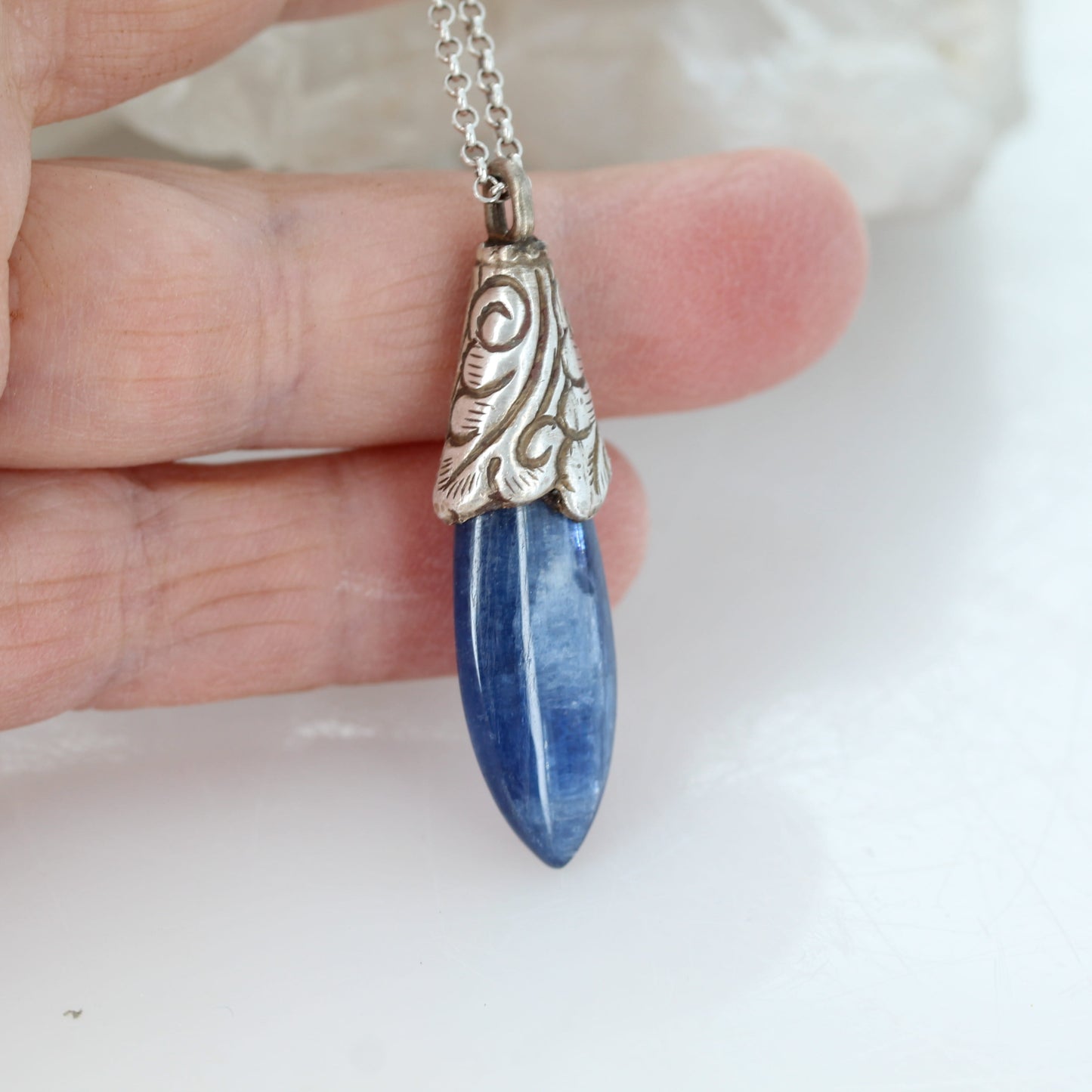 KYANITE PENDANT Sterling Silver Tibetan Handmade