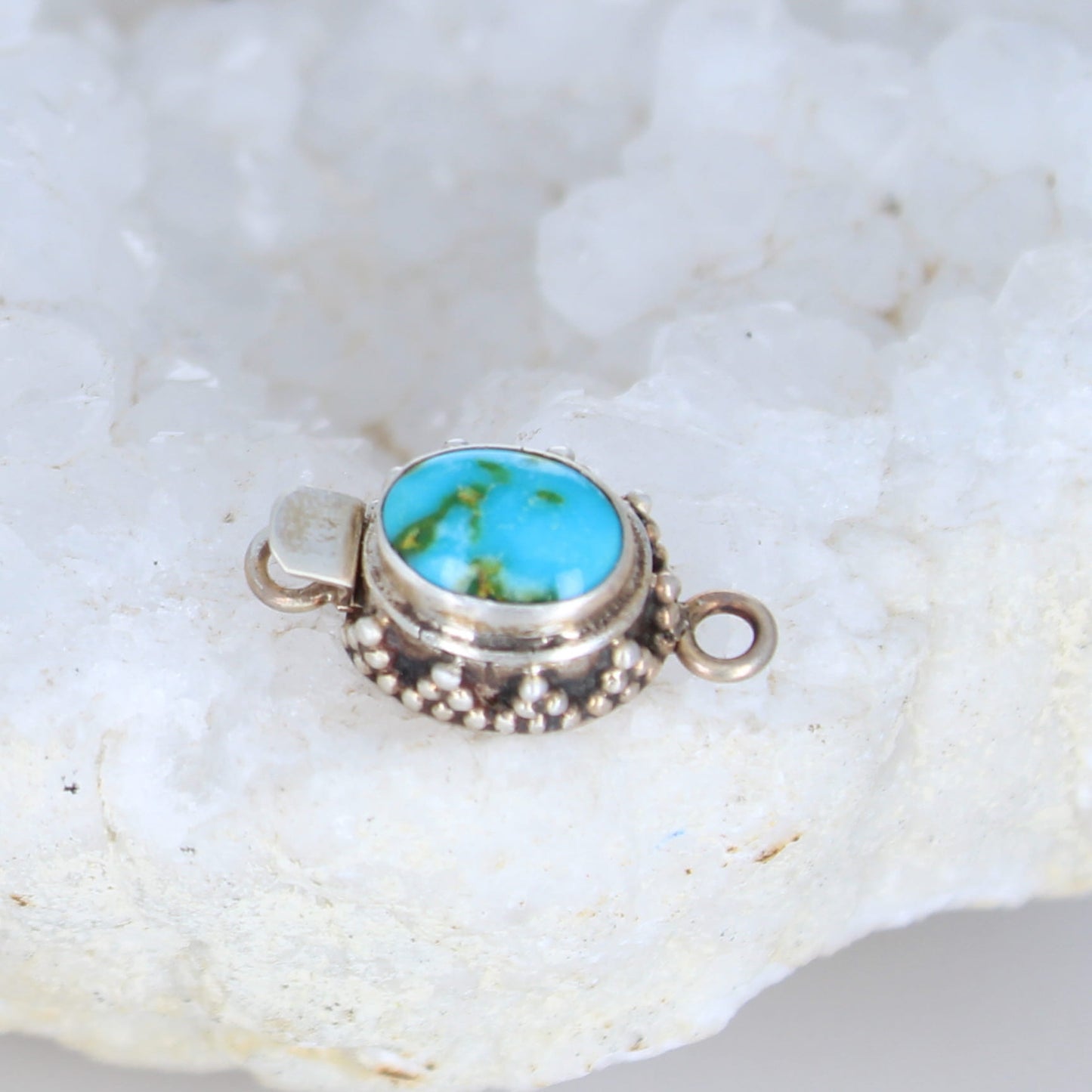 Vibrant Sonoran Mountain Turquoise Clasp Blue Sterling Granulated n