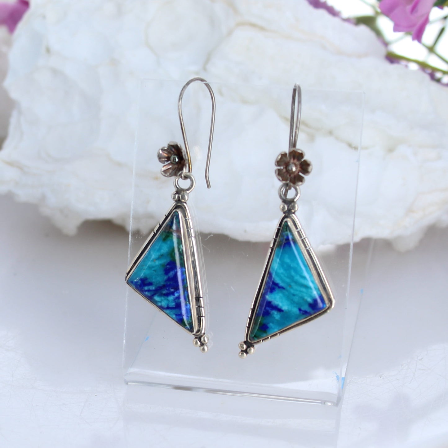 Brilliant Blues Arizona Azurite Sterling Earrings, -NewWorldGems