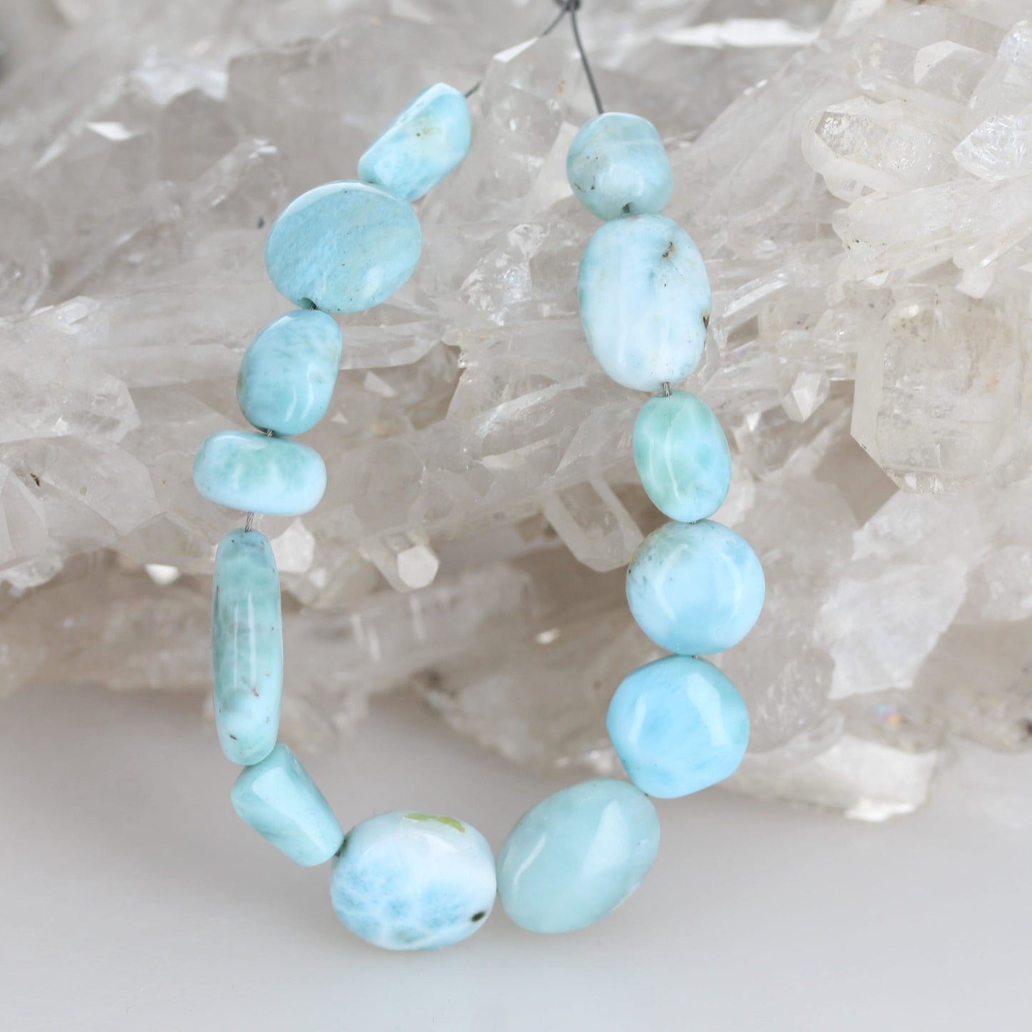 AAA LARIMAR Beads Mixed Shapes 6"