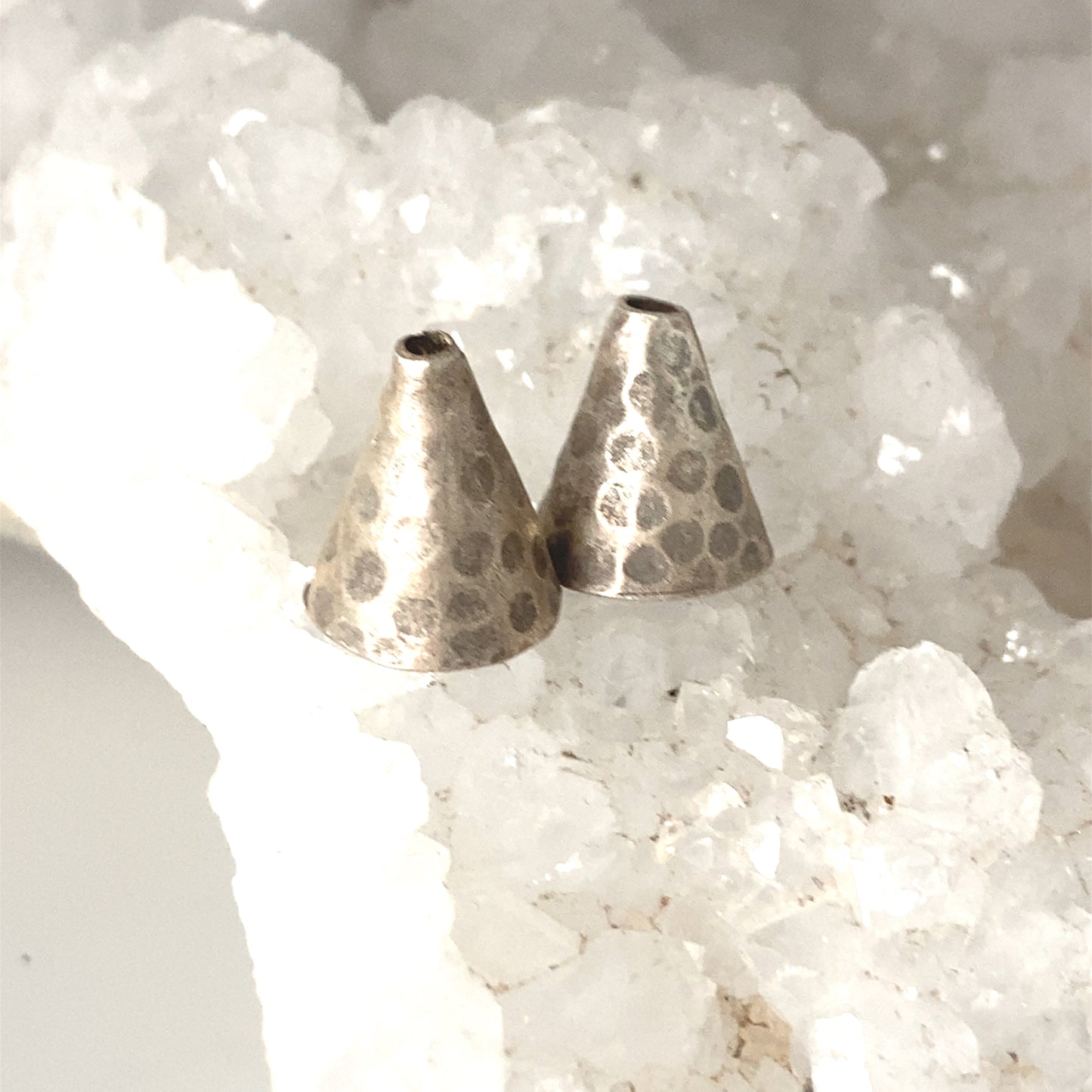 Sterling Silver End Cones Hammered Design 10x12mm -NewWorldGems