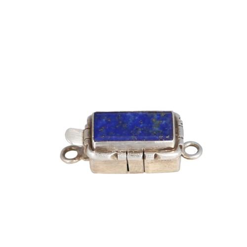 Lapis Clasp Bar Shaped Southwest Style Sterling 16X8.5mm -NewWorldGems