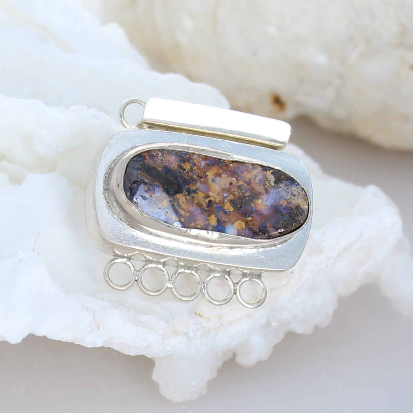 Large Australian Golden Boulder Opal Clasp Sterling 5 Strand #2 -NewWorldGems