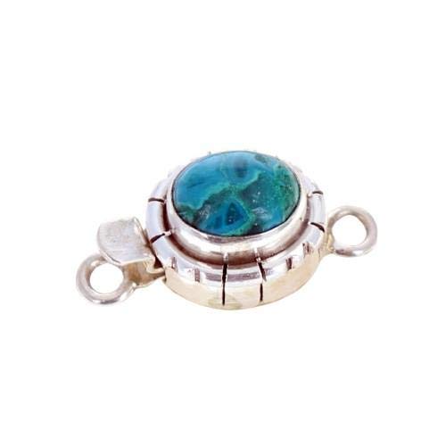 CHRYSOCOLLA CLASP Sterling Southwest Style Blue 8x10mm -NewWorldGems