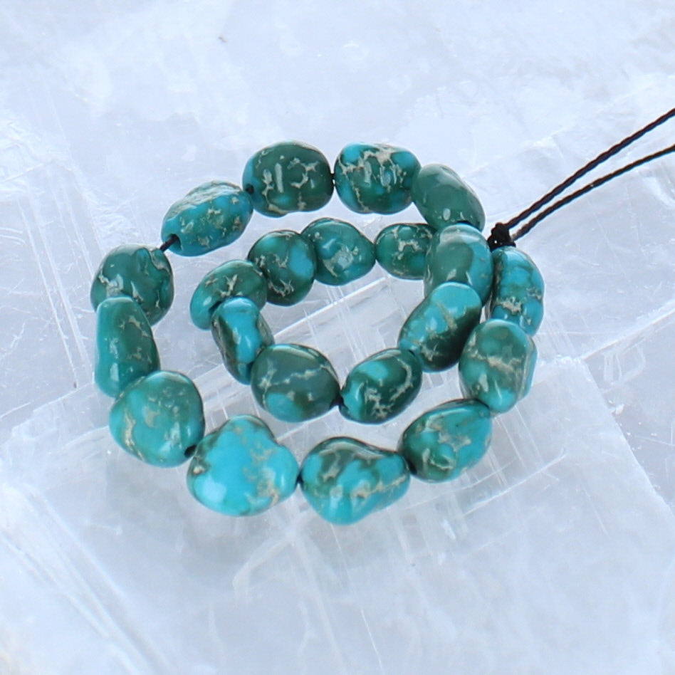 Fox Turquoise Beads Potato Shaped Teal Green 7-7.5mm -NewWorldGems