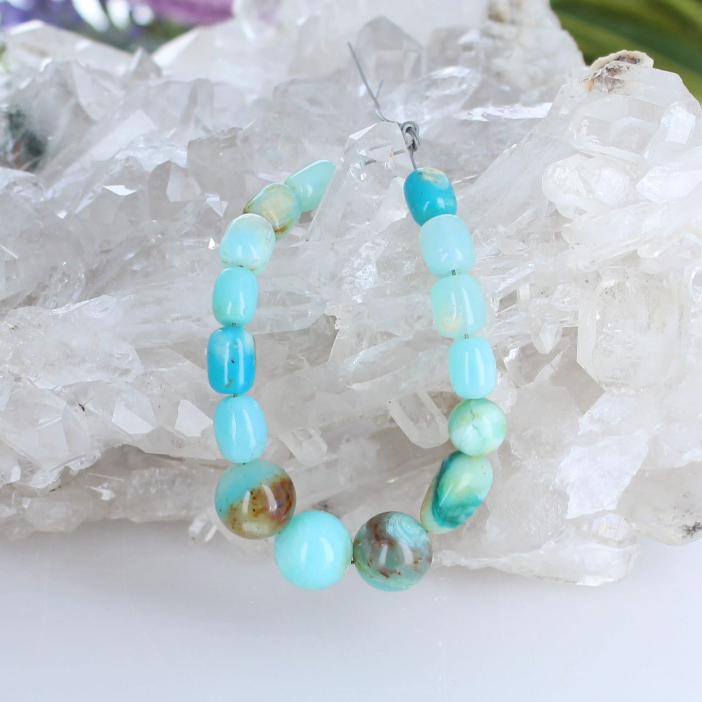 Gorgeous PERUVIAN OPAL Beads Ethereal Blue 5x7-10mm 5"