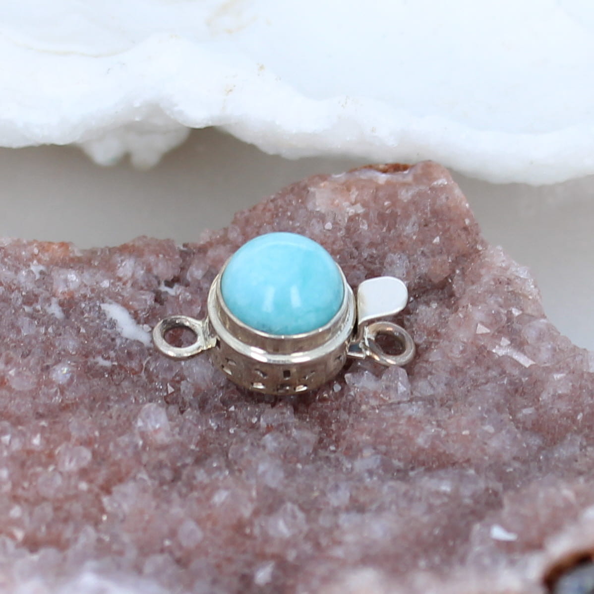 Amazonite Clasp Sterling Silver Round 10mm Peruvian -NewWorldGems