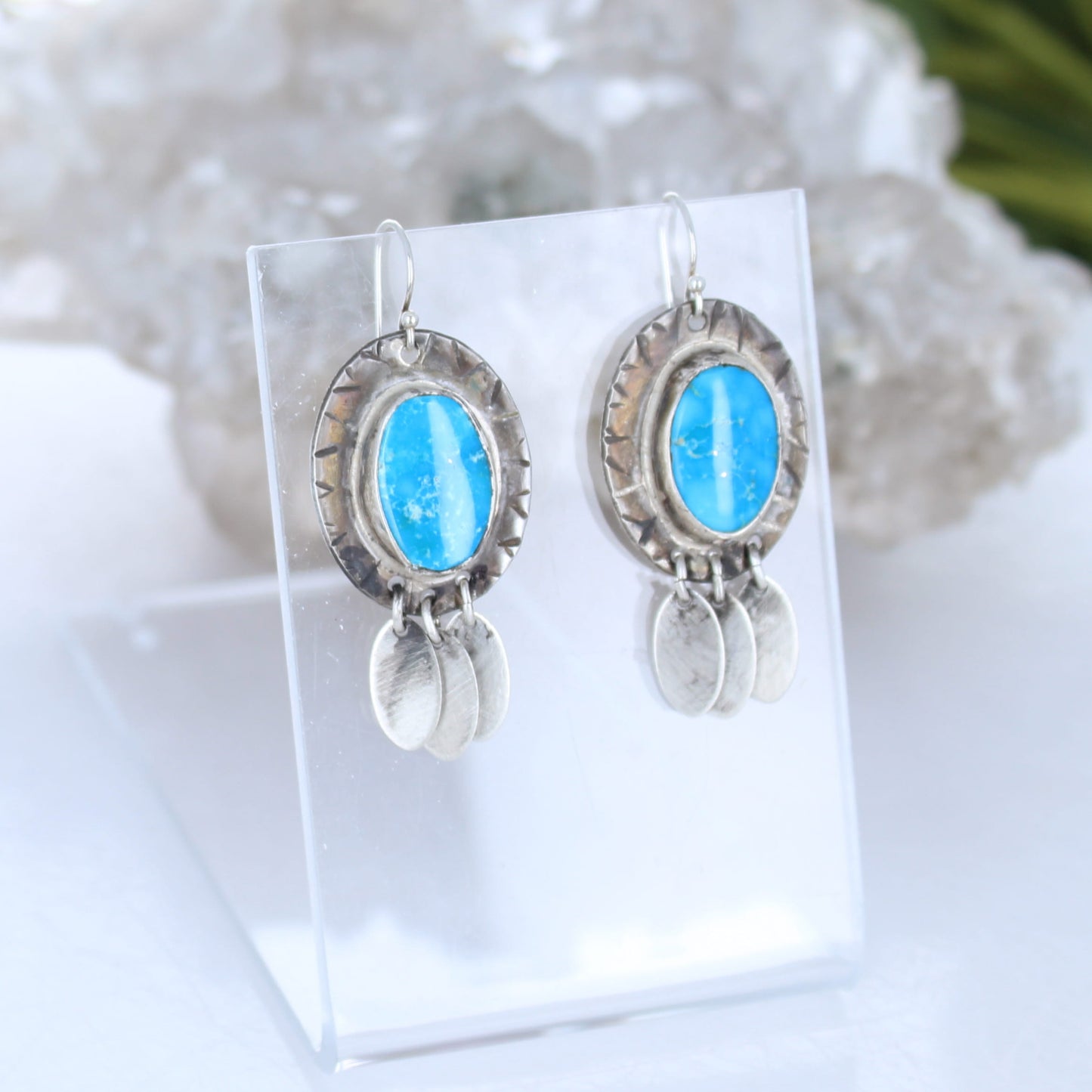 Blue Ridge Turquoise Earrings Sterling Southwestern Ovals