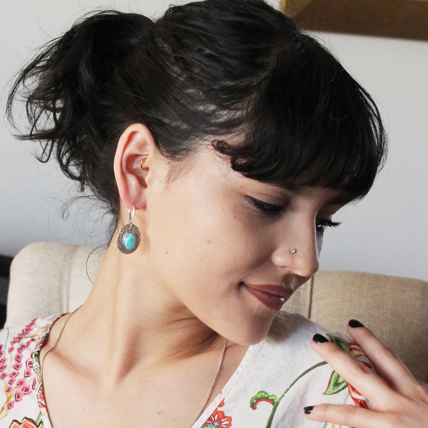 Sonoran Rose Turquoise {Mexican} Southwest Earrings Sterling