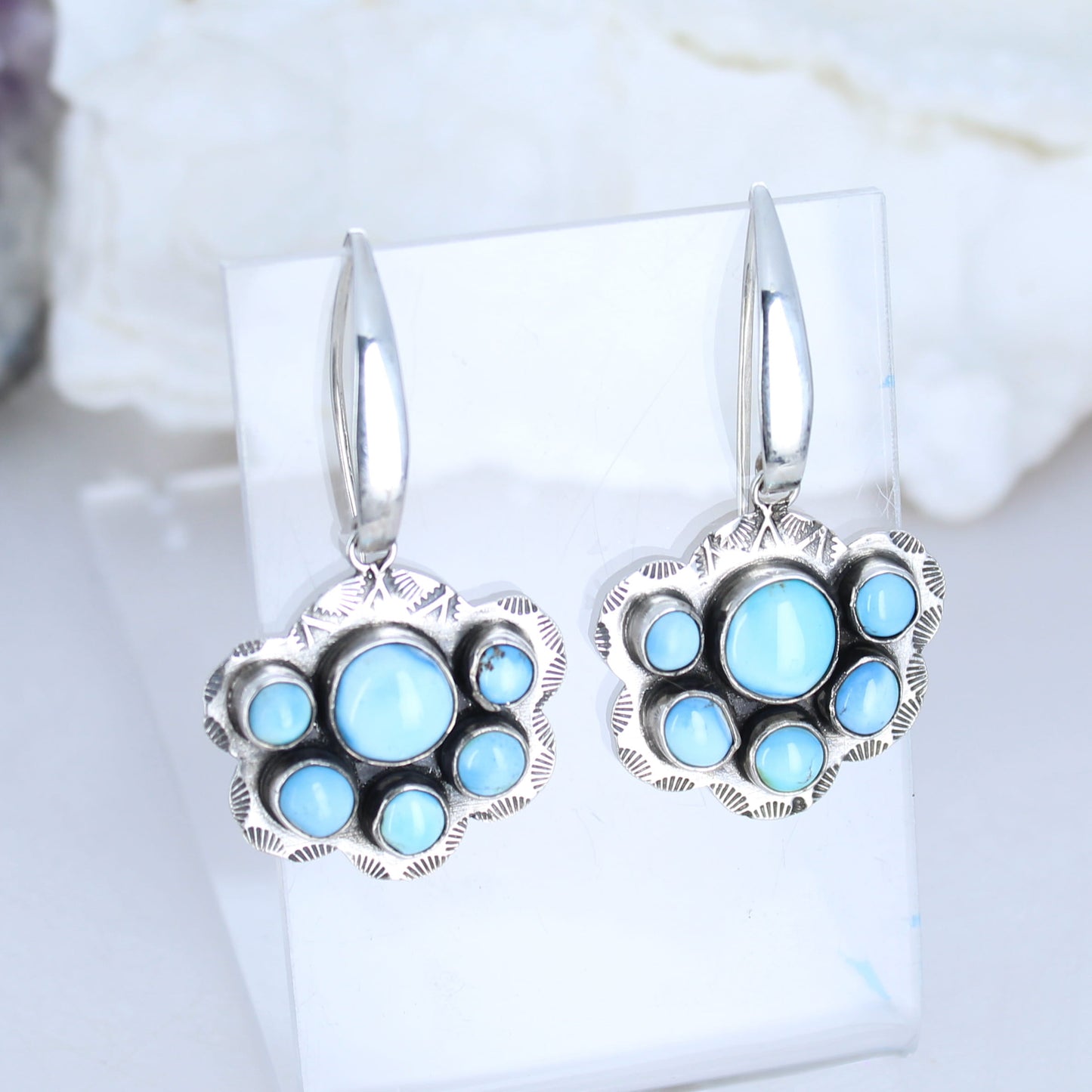 Baby Blue Kazkhastan Turquoise Butterfly Earrings Sterling Silver -NewWorldGems