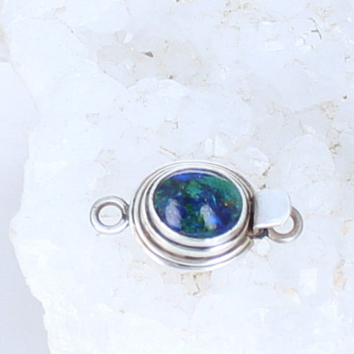 Azurite Clasp Sterling Oval 8X10Mm Classic Design -NewWorldGems