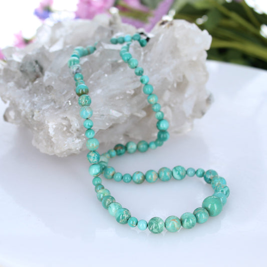 Fox Mine Turquoise Beads Round 5-10mm Light Sea Green