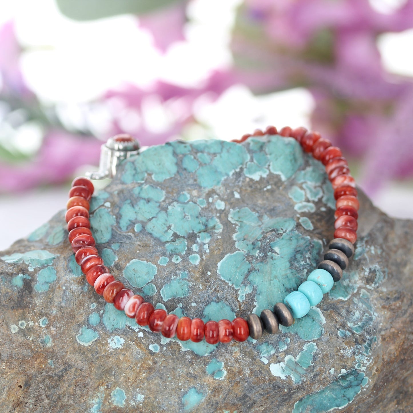 AAA Sleeping Beauty Turquoise Spiny Oyster Bracelet Sterling Silver