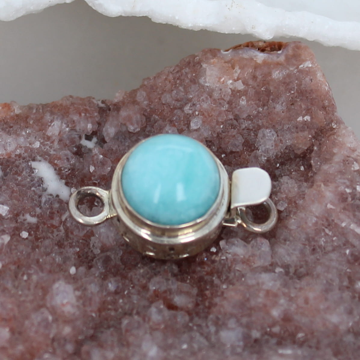 Amazonite Clasp Sterling Silver Round 10mm Peruvian -NewWorldGems