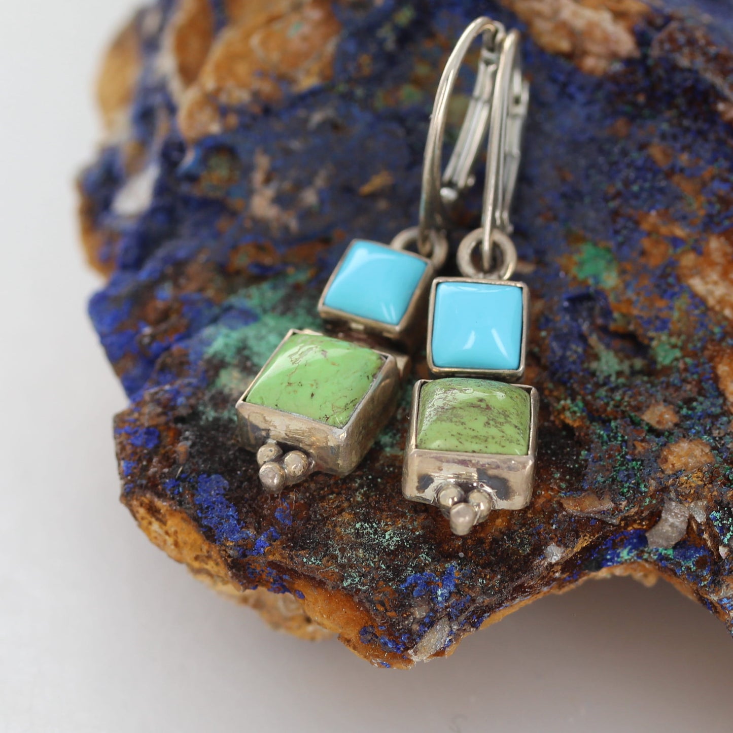 Sleeping Beauty TURQUOISE Earrings with Gaspeite Sterling