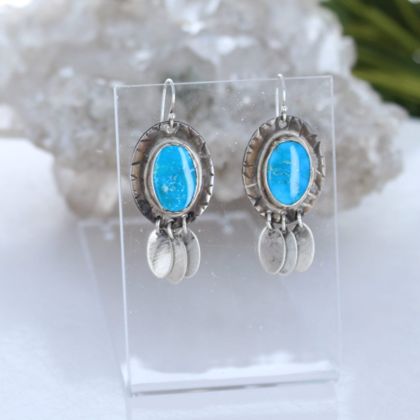 Blue Ridge Turquoise Earrings Sterling Southwestern Ovals