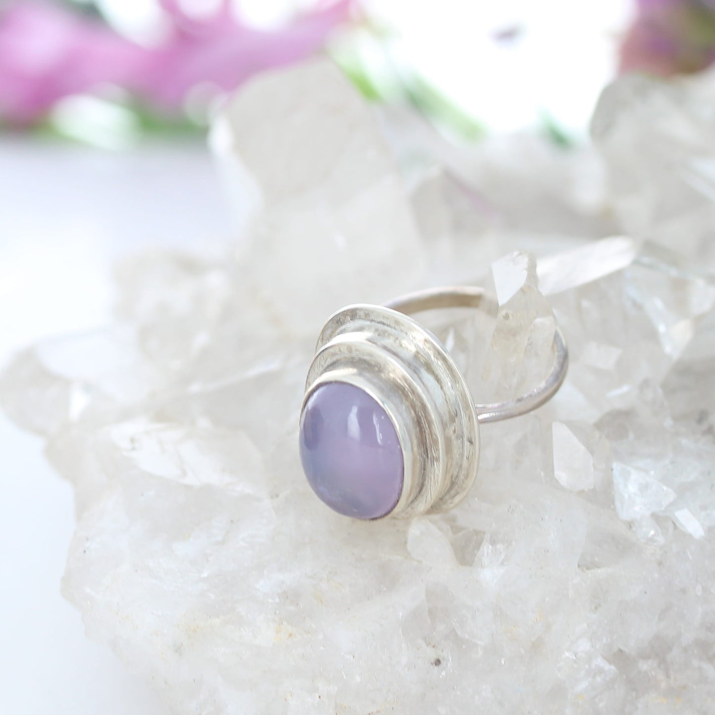 Lavender Holly Blue Chalcedony Rings Sterling Silver Size 7.5