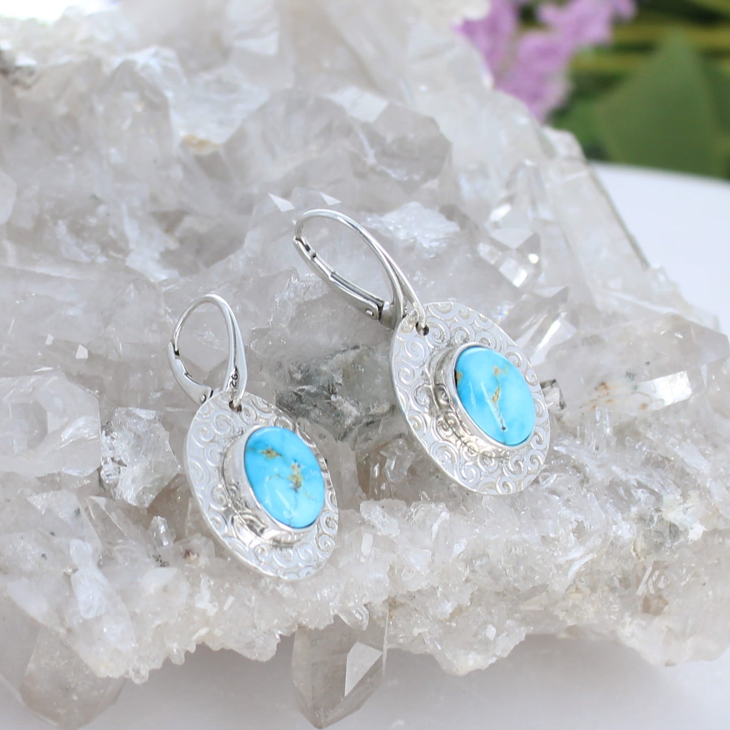 Bright Blue South Hill Turquoise Earrings Sterling Silver