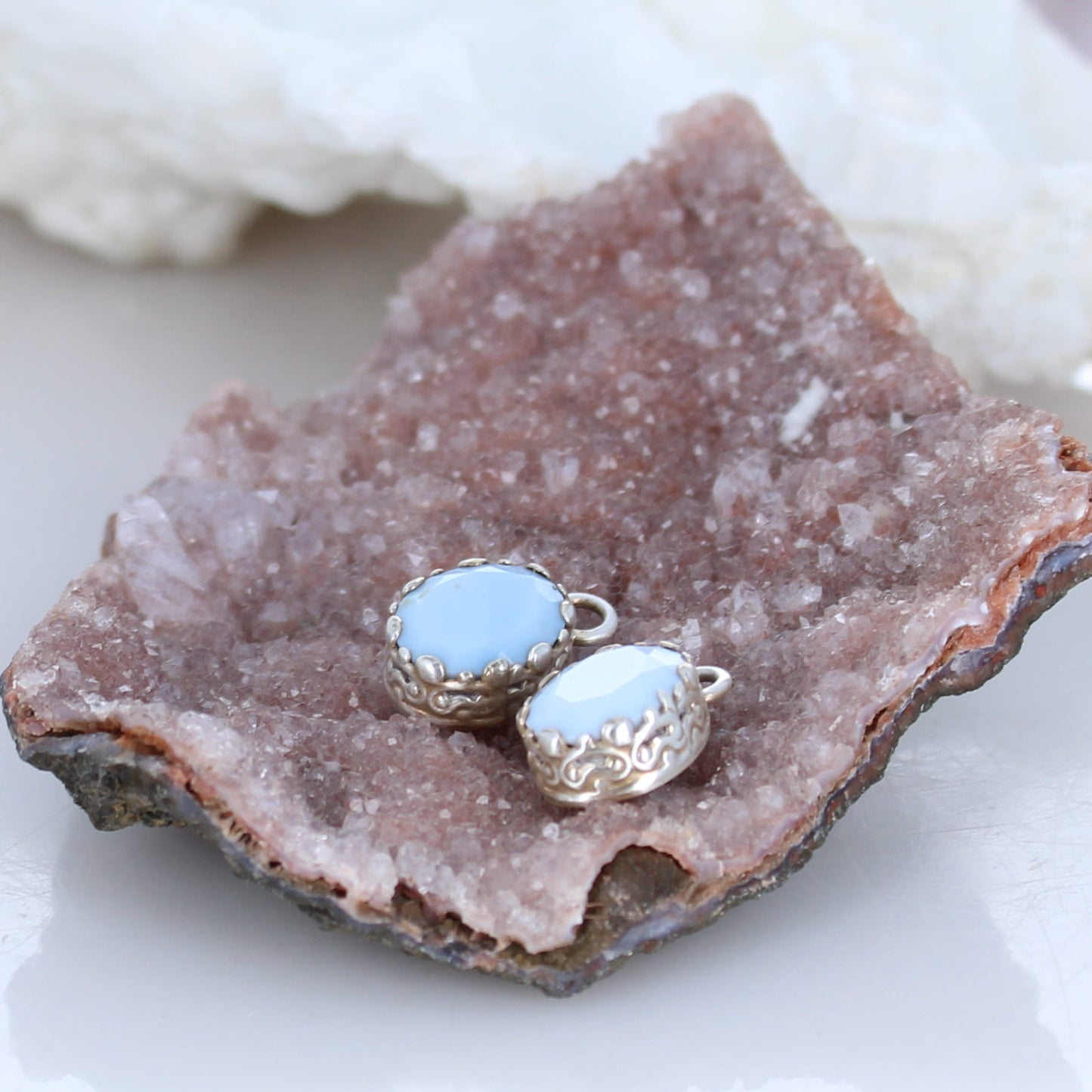 Faceted Owyhee Opal and Sterling Earring or Pendant Components -NewWorldGems