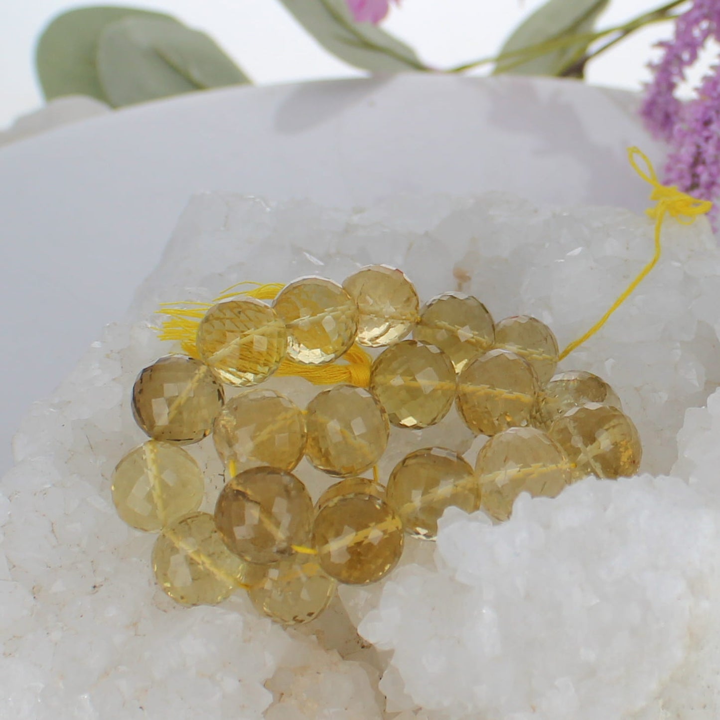 Brazilian LEMON QUARTZ Beads Round 13.5mm 10" -NewWorldGems