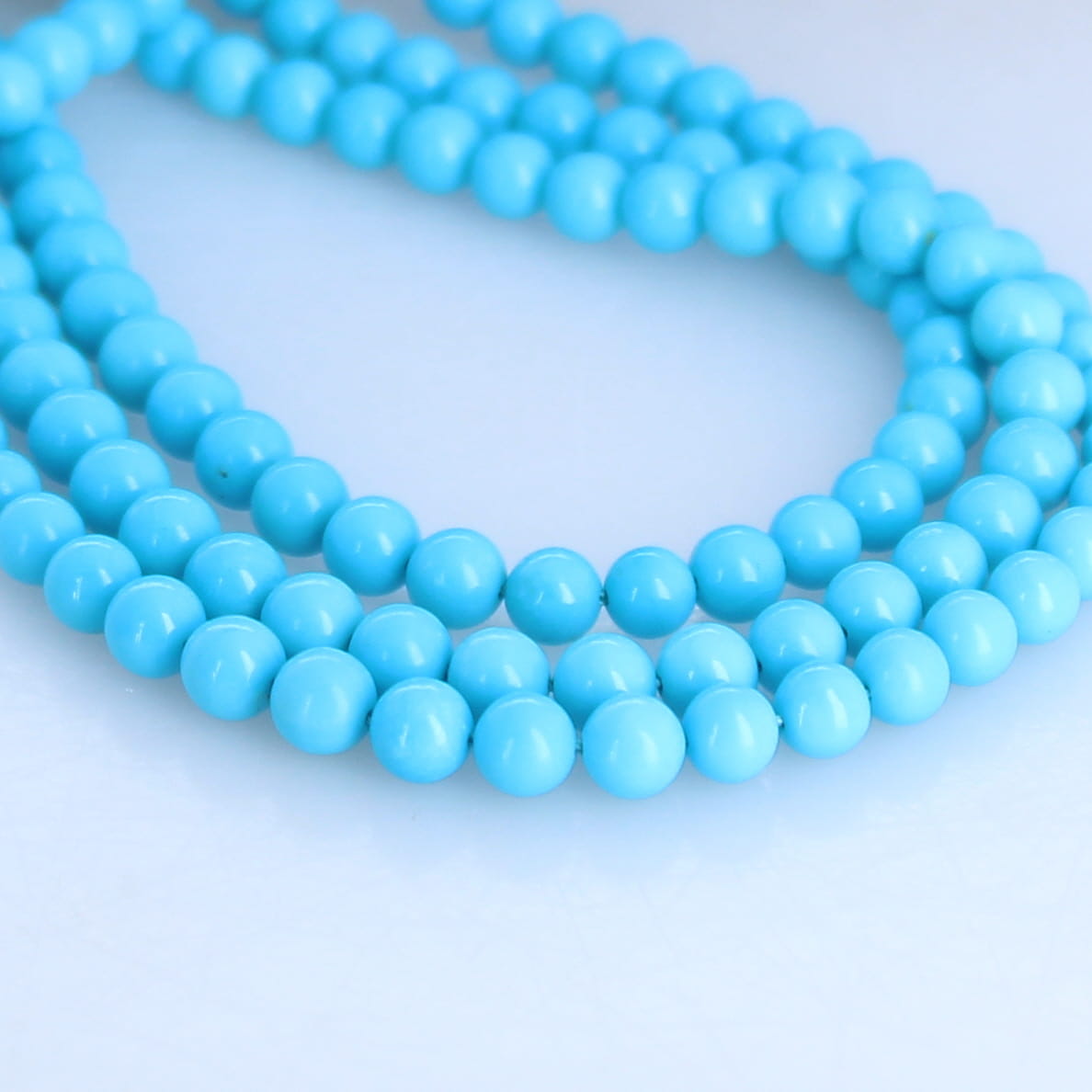 5 STAR SLEEPING Beauty Turquoise Beads Round Graduated 5.5-6.5mm 17"