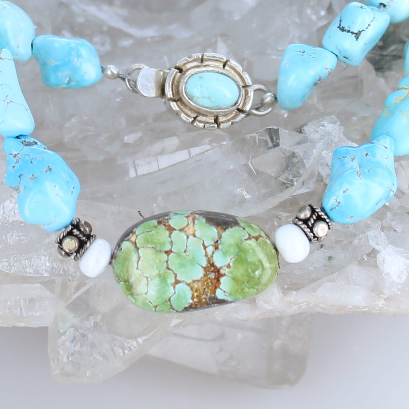 Lone Mountain Turquoise Necklace with Large Sonoran Centerpiece Sterling
