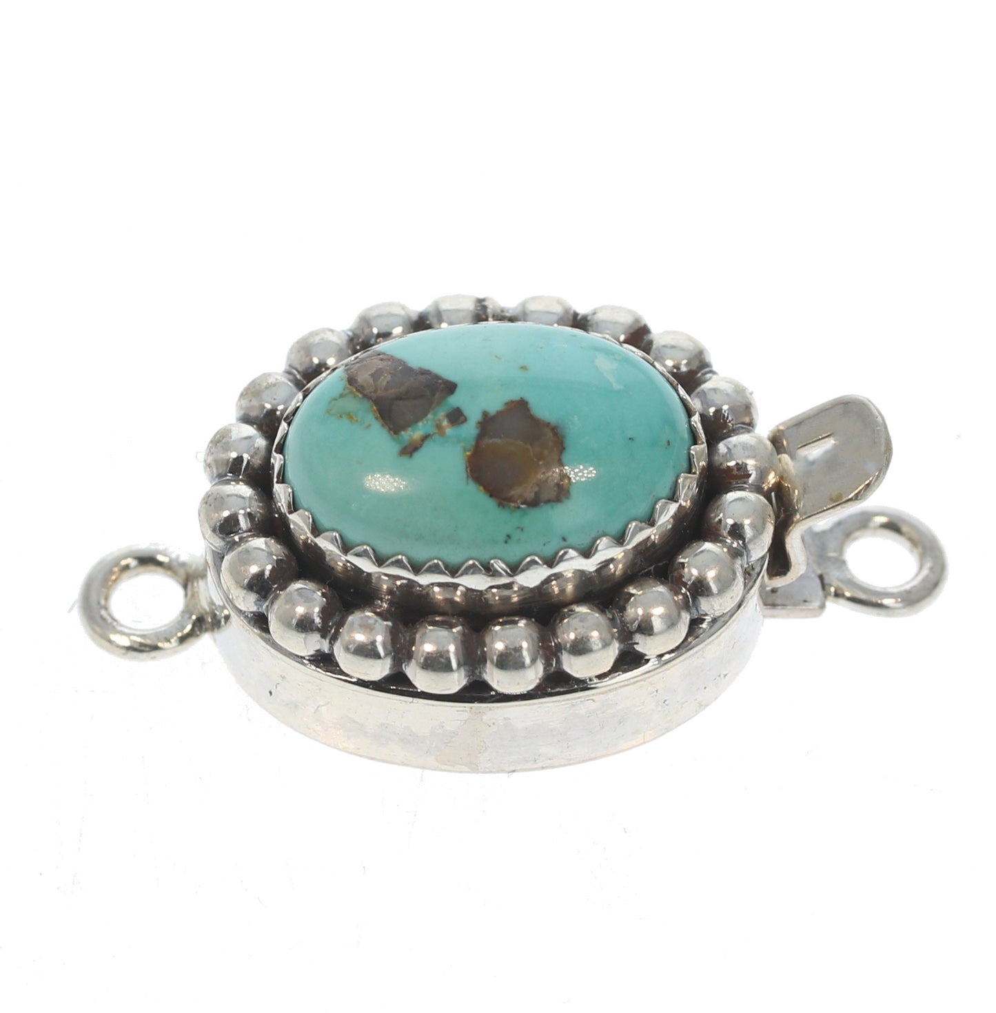 CARICO LAKE Turquoise Oval Clasp Dot Design 15x11mm Aqua Black #3 -NewWorldGems