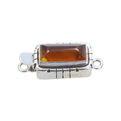 Amber Clasp Bar Shaped Southwest Style Sterling 16X8.5mm -NewWorldGems