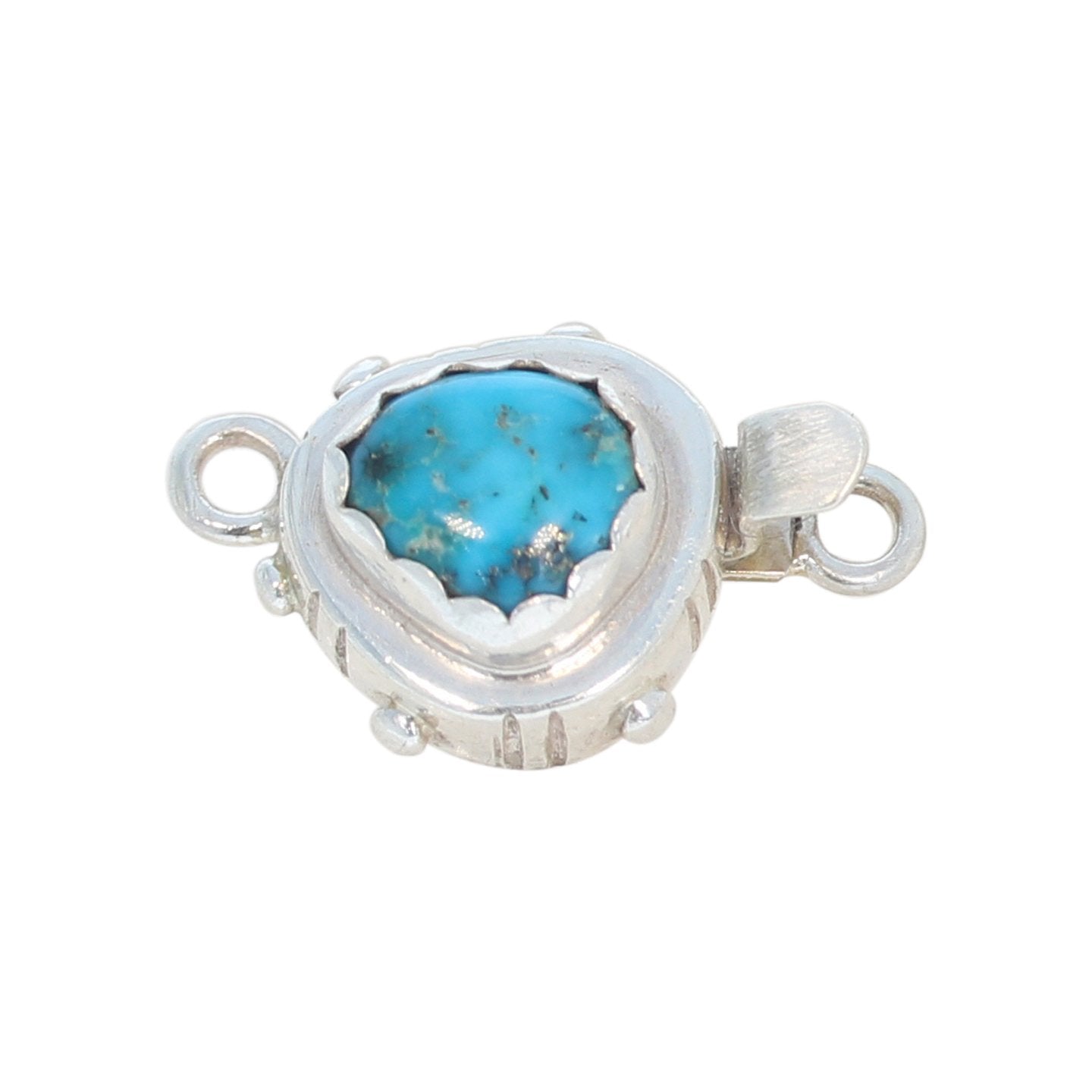 Blue Bird Turquoise Clasp Kingman Arizona Sterling -NewWorldGems