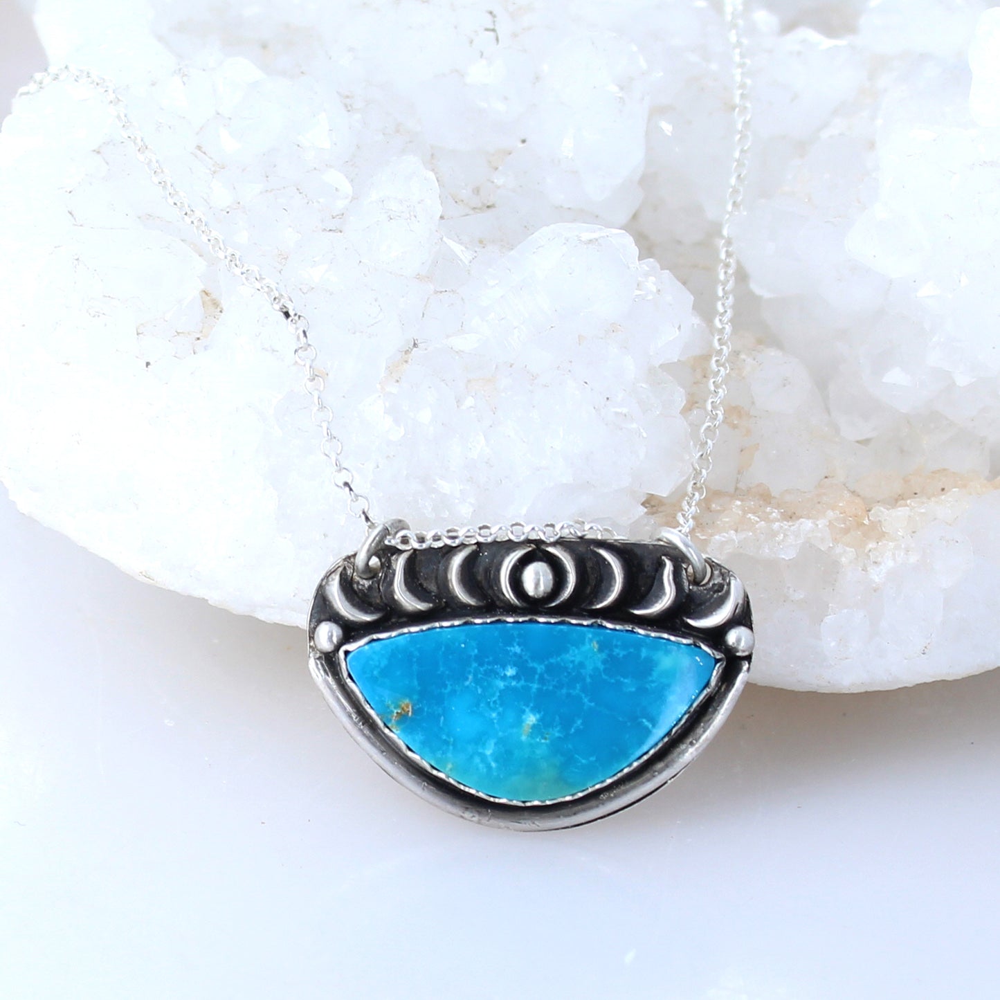 KINGMAN TURQUOISE Pendant Protective Eye Sterling Large -NewWorldGems