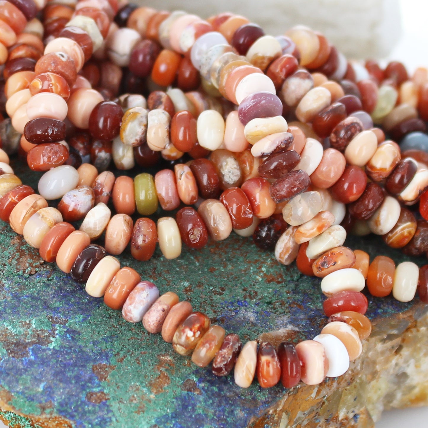 Mexican Opal Beads Multi Color Rondelle 7mm 16" Strand -NewWorldGems