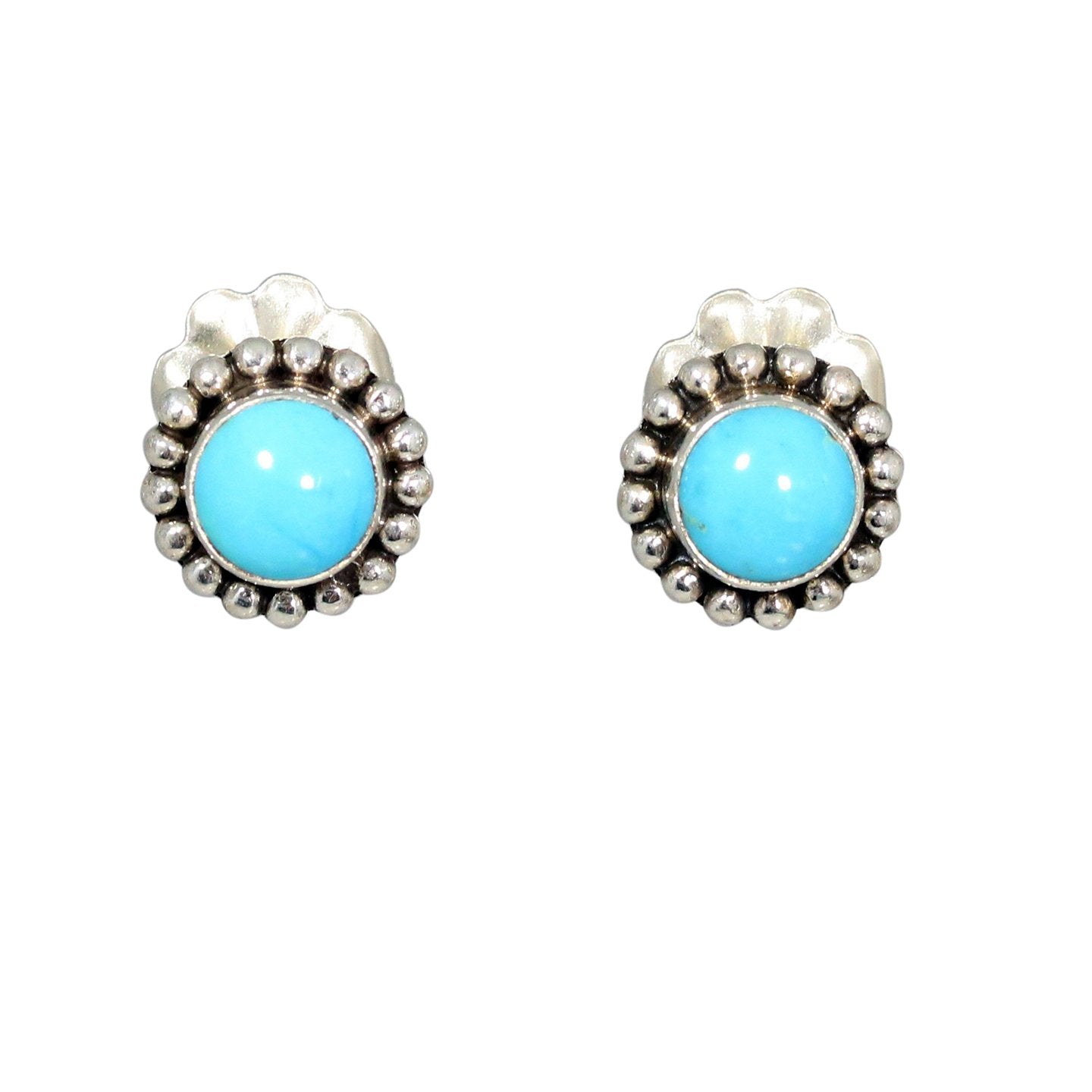 Sleeping Beauty Turquoise Earrings Round Post Style Studs 7.5mm -NewWorldGems