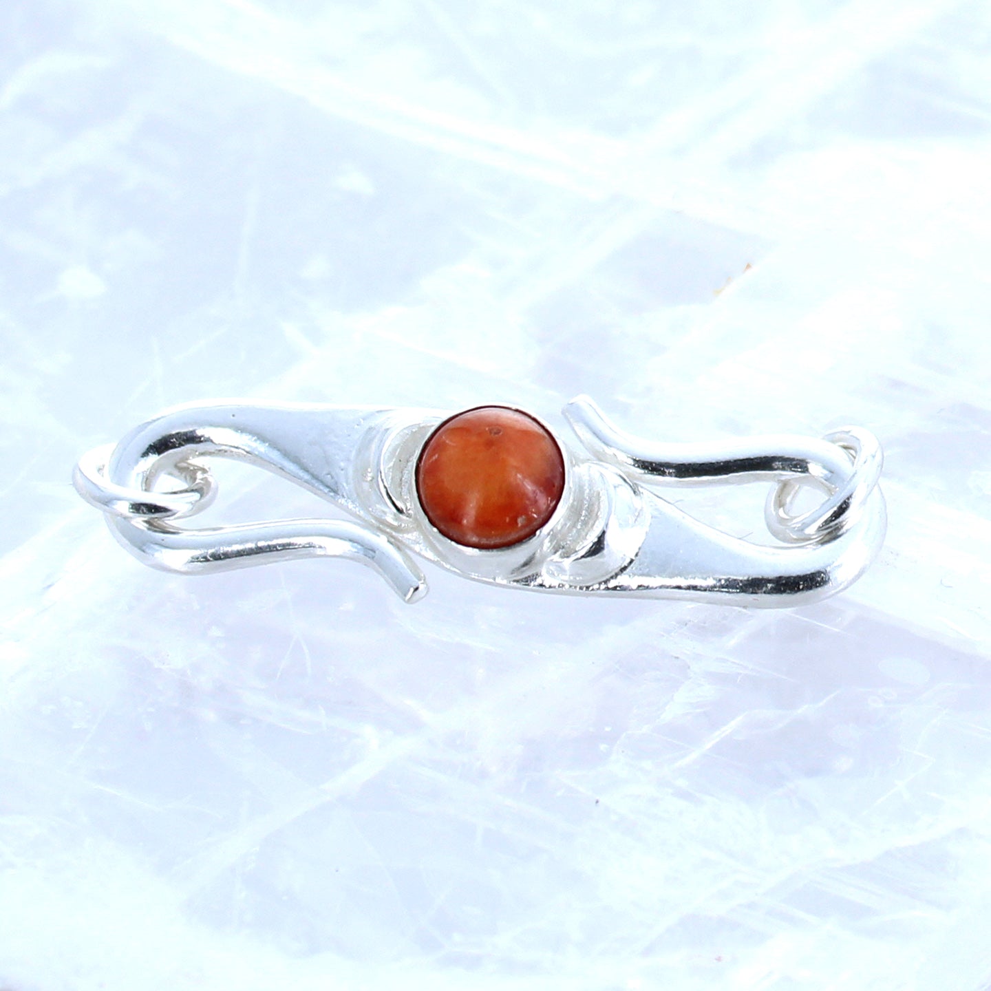 Spiny Oyster Red Clasp S Shaped Sterling Moons 6mm -NewWorldGems