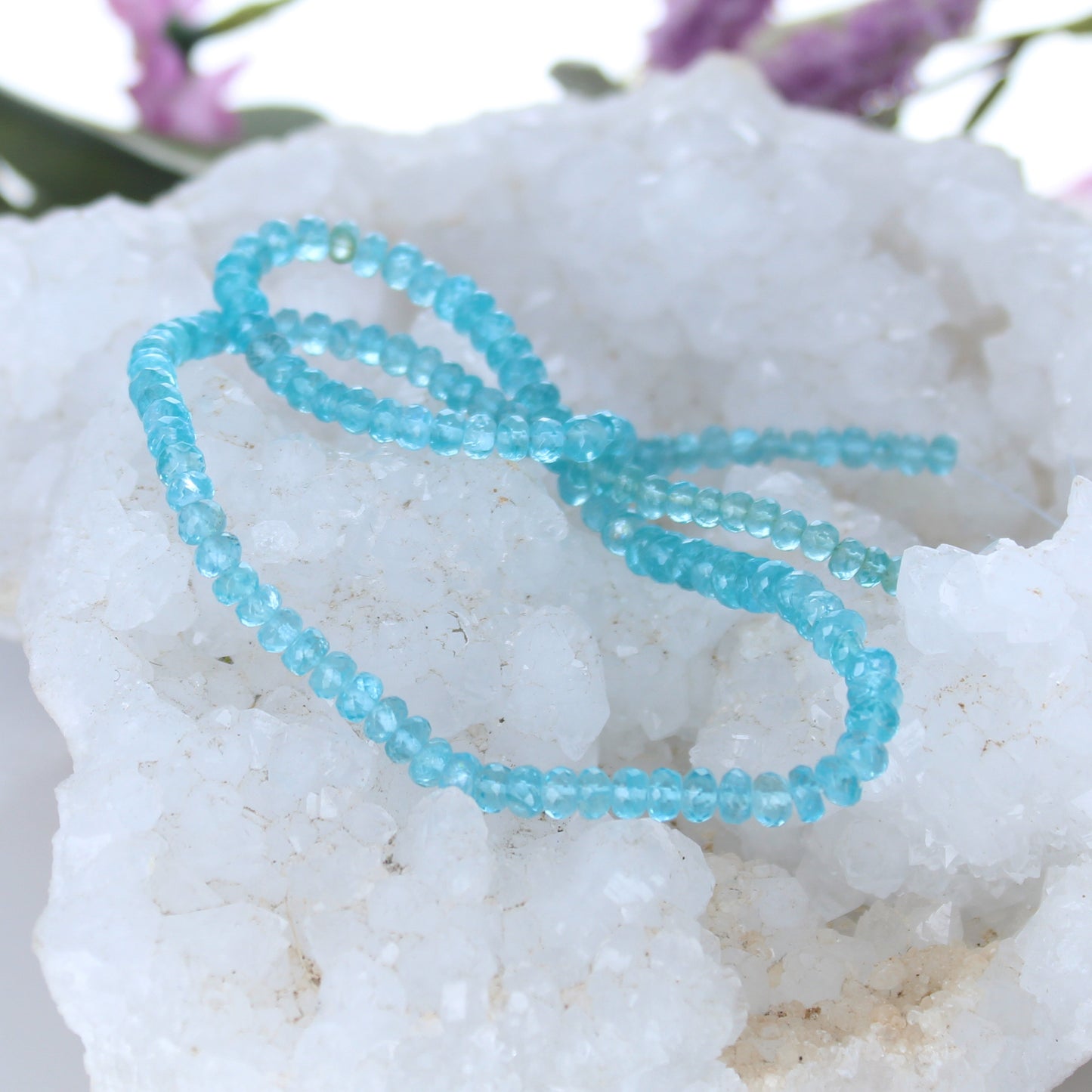 Apatite Beads Faceted Rondelle 4-6mm Light Blue 15" -NewWorldGems
