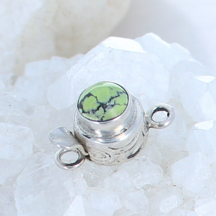 Mint Green Turquoise Clasp Sterling Round 8mm -NewWorldGems