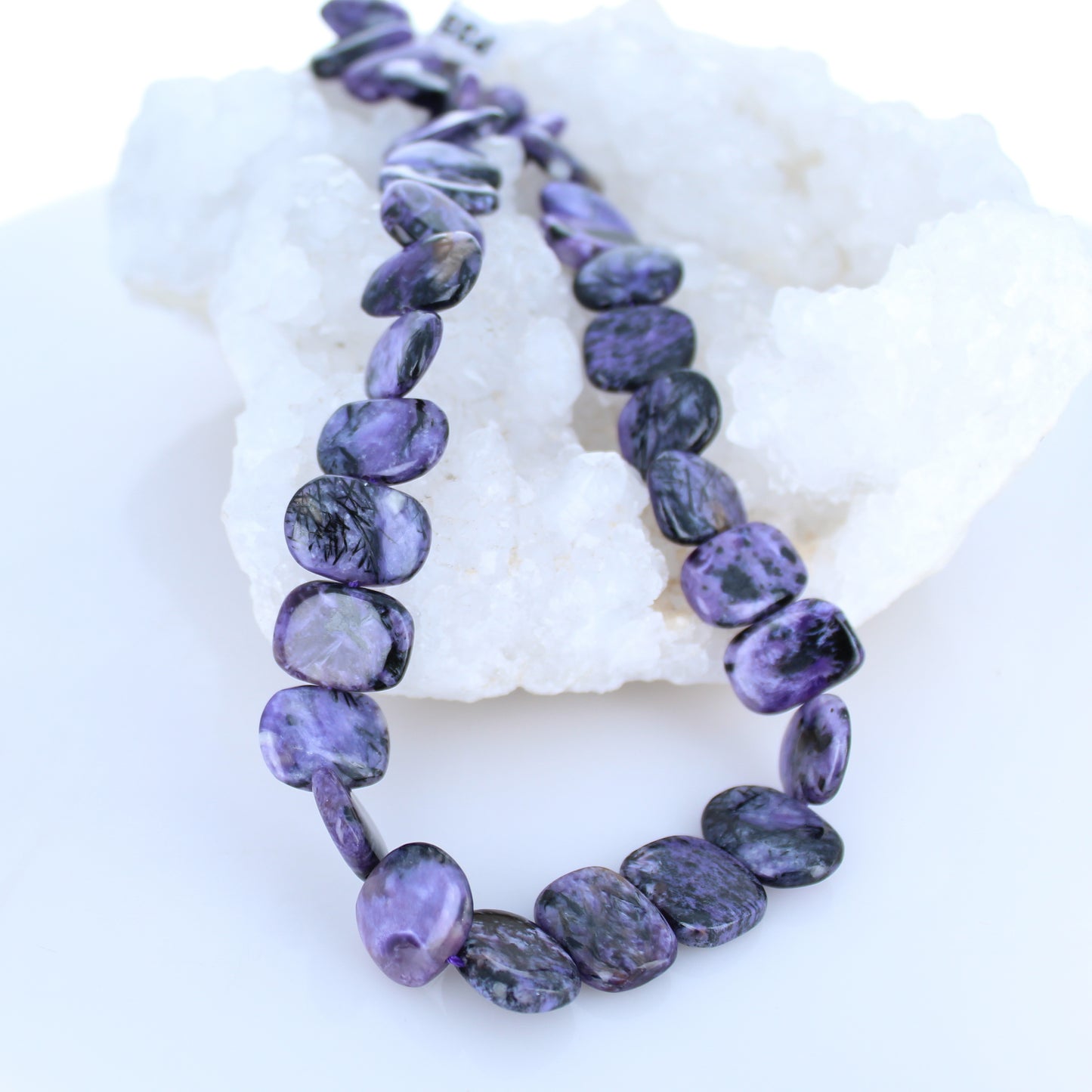 AAA Charoite Beads Side Drilled Large Cushions 16" -NewWorldGems