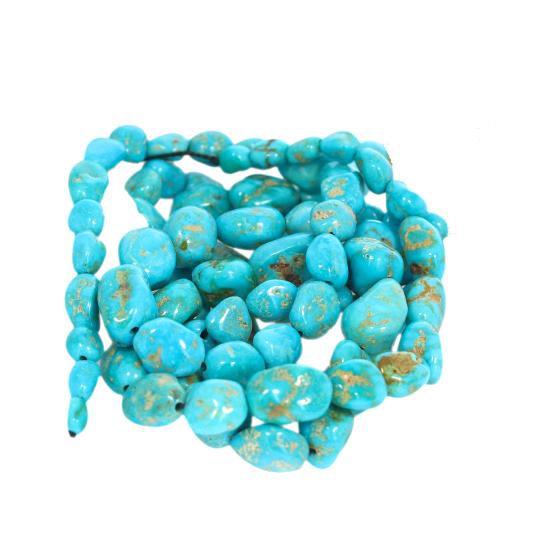 Turquoise Mountain Beads Potato Shaped Blue Golden 7-15Mm -NewWorldGems