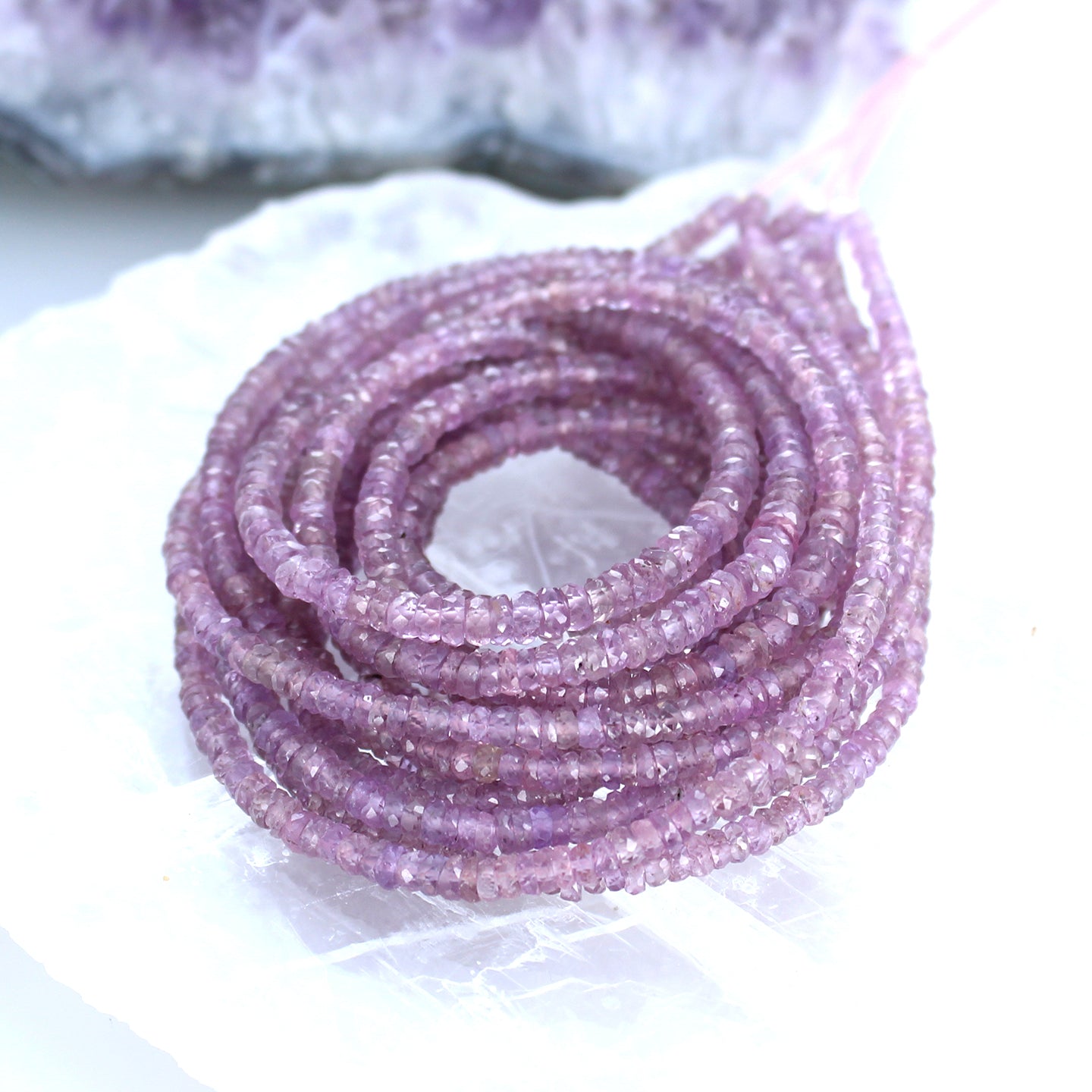 AAA Sugar Plum Sapphire Beads Faceted Rondelles 3-3.5mm -NewWorldGems