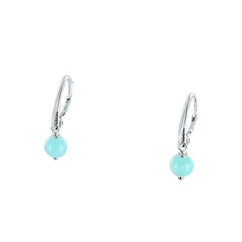 Peruvian Opal Round Earrings Sterling Leverback -NewWorldGems