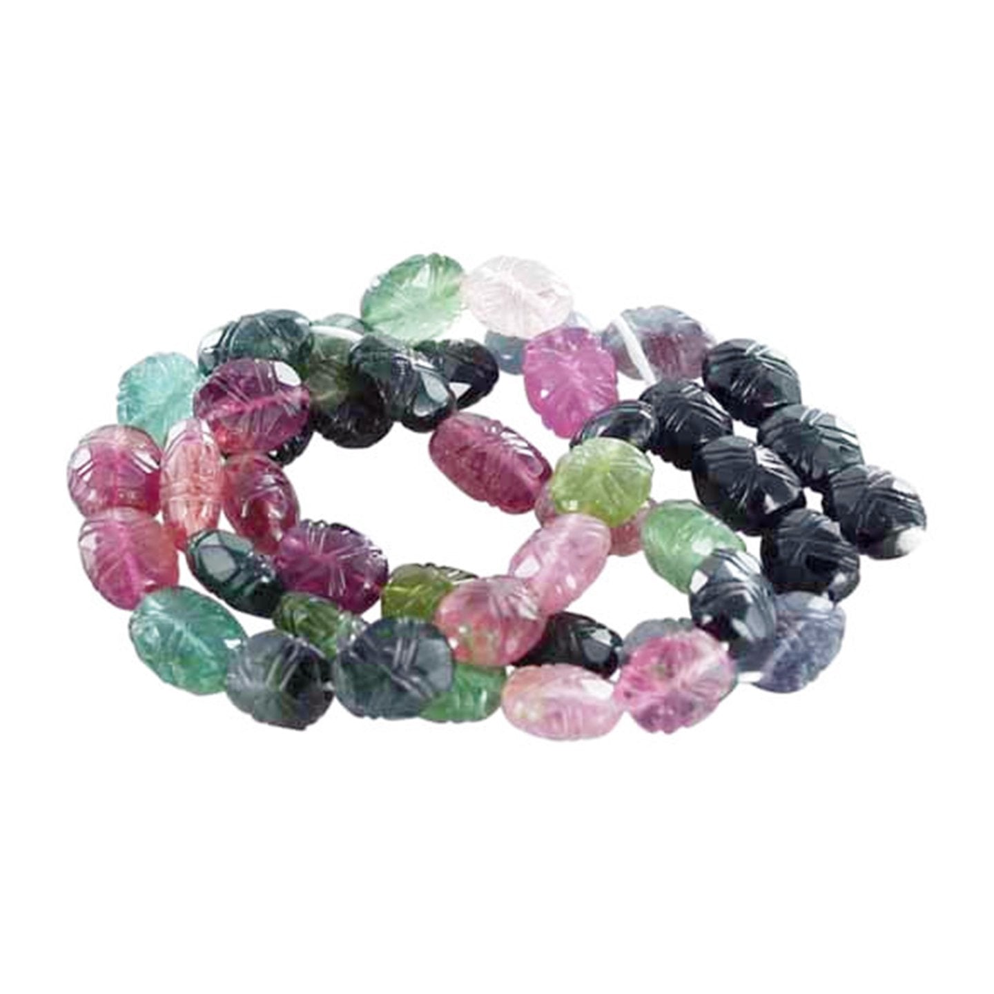 Tourmaline Beads Carved Multi Color 16" -NewWorldGems