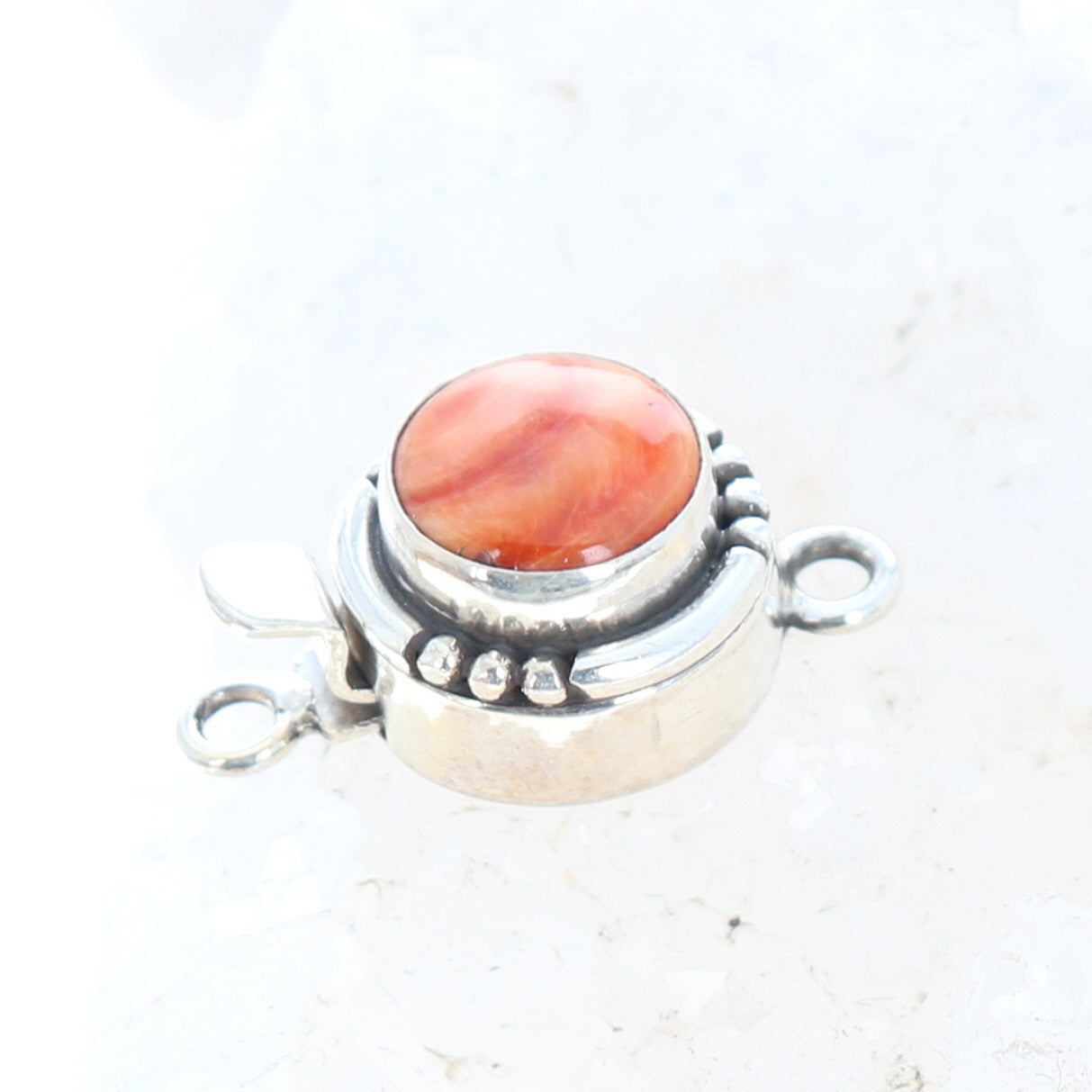 SPINY OYSTER Clasp Sterling Round 10mm Southwest Red or Orange -NewWorldGems